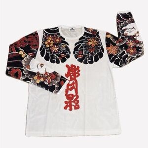 WORK By Exsek Tattoo Art Long Sleeve Size Large Japanese Style Dragon/floral